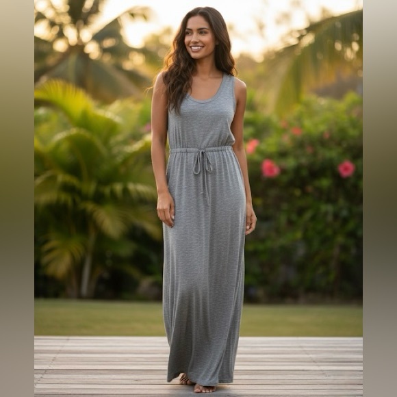 J.Crew Dresses & Skirts - J.Crew Heather Gray Sleeveless Tie Waist Maxi Dress Casual Peppy Effortless Chic